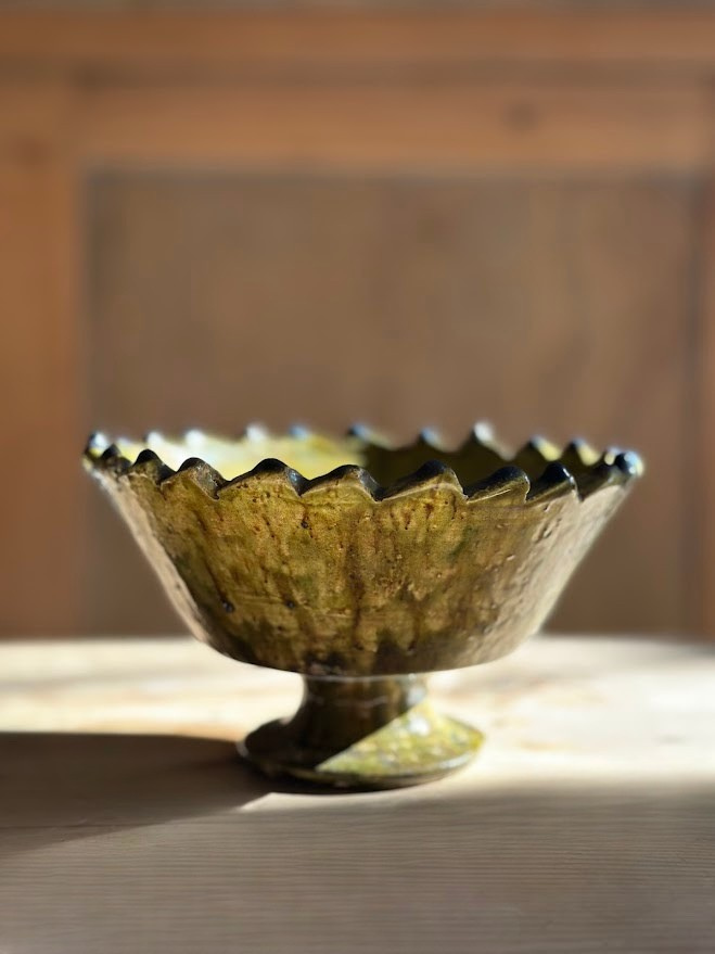 Saladier en céramique artisanale de Tamegroute, émaillé ocre, fait main – vaisselle artisanale ZliZ