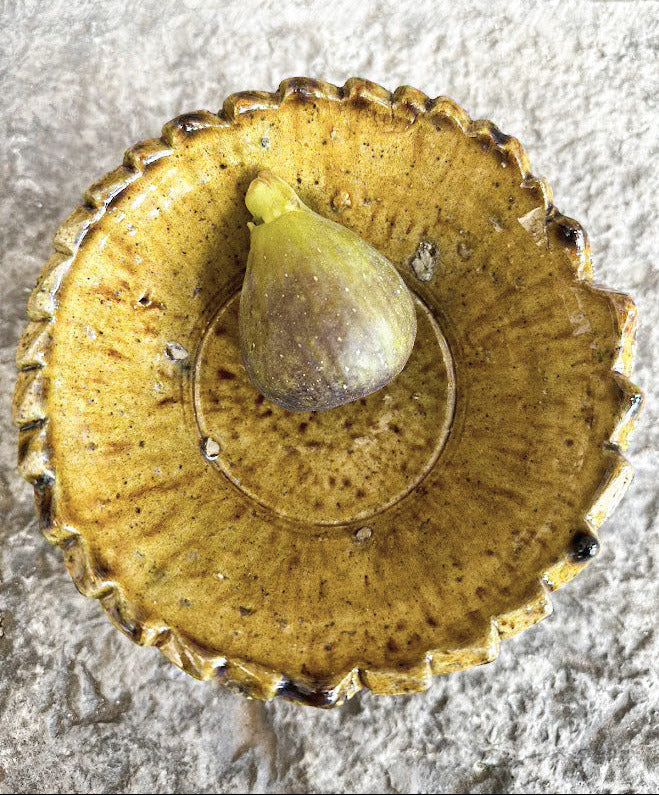 Saladier en céramique artisanale de Tamegroute, émaillé ocre, fait main – vaisselle artisanale ZliZ