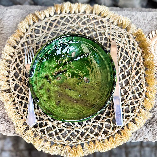 Sets de table TIFA, corde tressée et finitions dorées