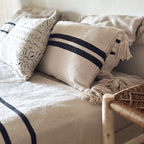 Coussins IGRIZ en coton brut, larges rayures noires - coussins artisanaux ZliZ