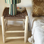 Tabouret TAMAC en fil tressé et bois brut