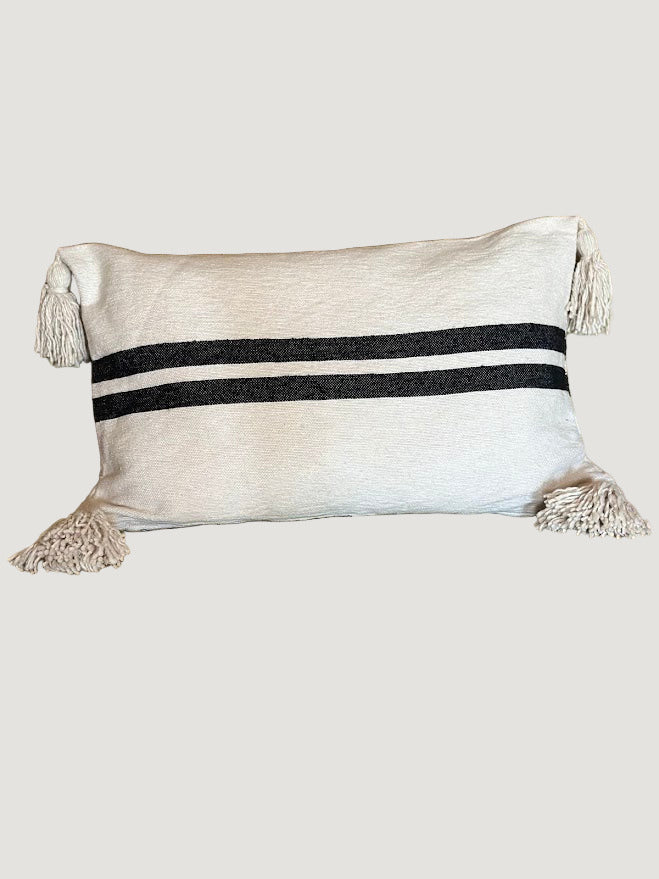 Coussins IGRIZ en coton brut, larges rayures noires - coussins artisanaux ZliZ