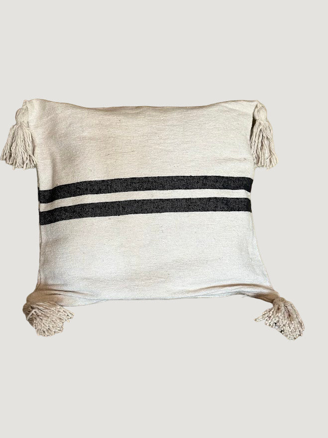 Coussins IGRIZ en coton brut, larges rayures noires - coussins artisanaux ZliZ