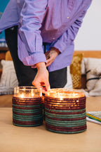 Bougie ODAJA, parfum Jasmin et panier en raphia tressé