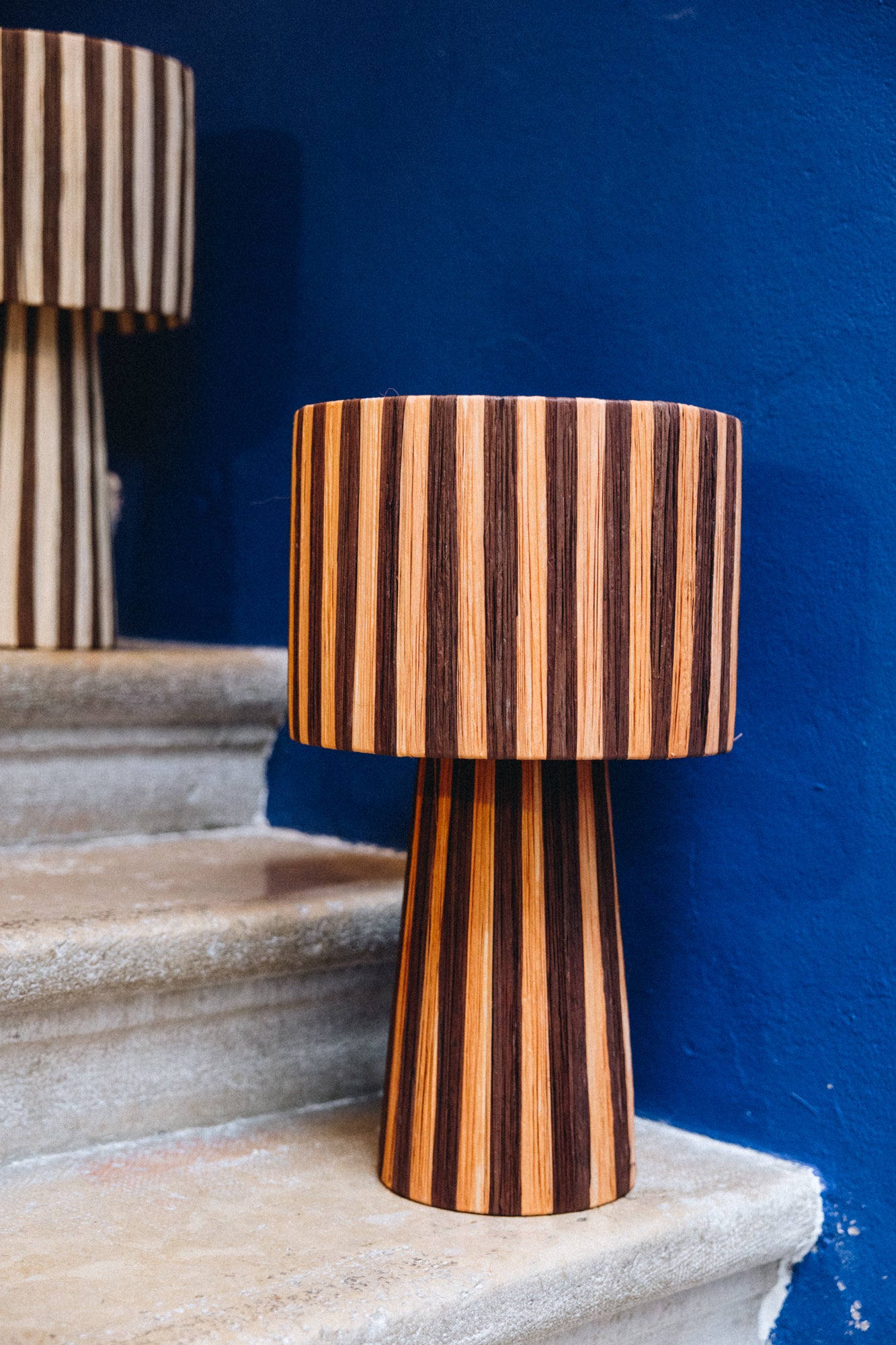 La lampe TERRA séduit par ses tons profonds d’orange et de cacao, qui diffusent une lumière douce et enveloppante.
Tissée à la main en raphia naturel, elle allie chaleur, authenticité et élégance contemporaine.