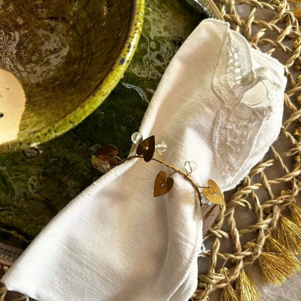 COEUR, rond de serviette cuivré à petits cœurs